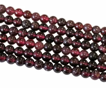 Korálkové vlákno z kulatých perel Červený granát A 4 mm