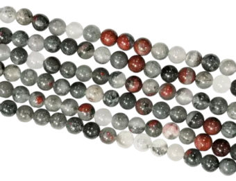 Šňůra kulatých korálků Jaspis Heliotrop Bloodstone AB 6 mm