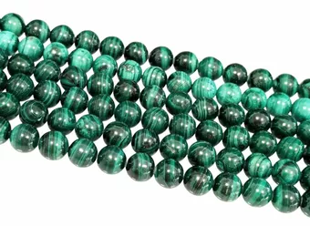 Kulaté korálky na niti Malachit A 10mm