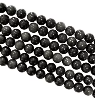 Obsidián Nebeské oko AA korálky 8mm na niti 40cm