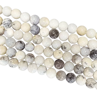 Dendritický opál A korálky 8mm na niti 40cm