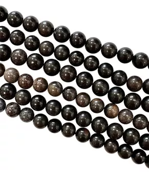 Kulaté korálky na niti Černý Opál AB 8-9 mm