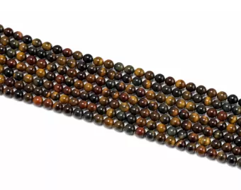 Kulaté Korálky na Niti Tygří Oko Multicolor A 6 mm