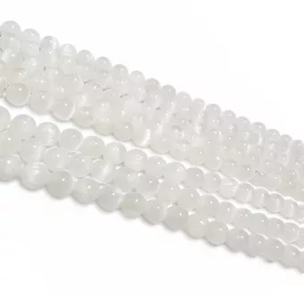 Kulaté Korálky na Niti Selenit Kočičí Oko A 6 mm