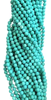 Přírodní barvená Turquenite Howlite korálky 4mm na vlákně 40cm