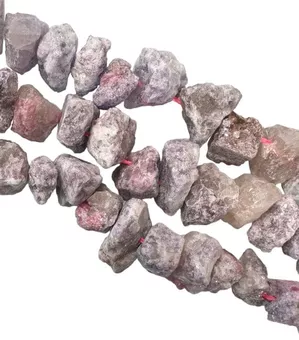 Růžový turmalín A Surové Kameny 13-20mm na niti 40cm
