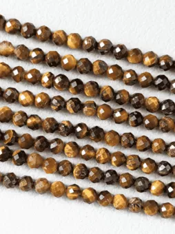 Korálkové vlákno z fasetovaného tygřího oka A+ 3-4 mm