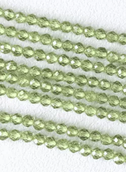 Peridot fasetovaný AA korálky 3mm na niti 40cm