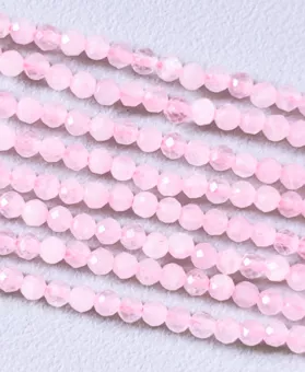Růžový křemen fasetovaný A korálky 3mm na niti 40cm