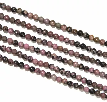 Fasetovaný Rhodonit korálky 3mm na niti 40cm