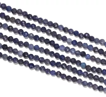 Saphír modrý fasetovaný AB korálky 3mm na niti 40cm