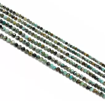 Fasetované korálky na niti Přírodní africký tyrkys A 3mm