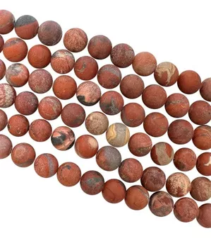 Červený jaspis matné korálky 6mm na niti 40cm