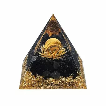 Orgonitová Pyramida Tygří Oko a Černý Obsidián Lotos