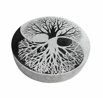 Deska Jin Jang Strom života Černo-bílá ze Selenitu 8cm