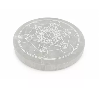 Kruhová destička ze selenitu Metatron 14cm 550g