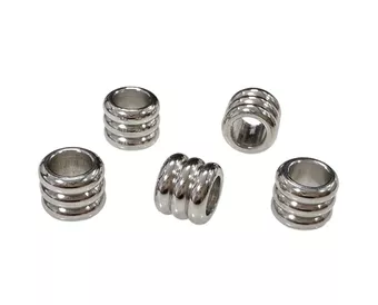 Korálky Charm's Mezikus Vlnitý Válec z Nerezové Oceli Stříbrné Barvy 8mm x50