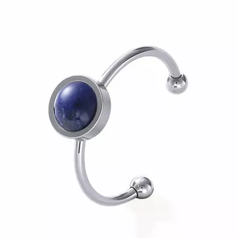 Prsten Lapis Lazuli – nerezová ocel ve stříbrné barvě