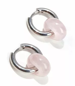 Náušnice Hope stříbrné z nerezové oceli s růženínem A 18mm