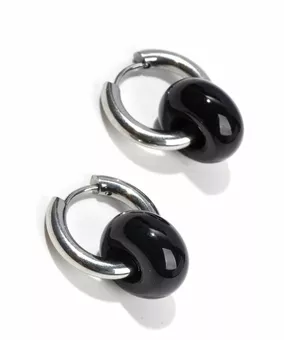 Náušnice Hope Stříbrné z Nerezové Oceli Onyx A 18mm