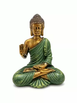 Socha Buddhy Abhaya Zelená z Pryskyřice 13 cm