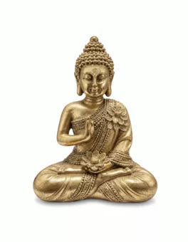 Socha Buddhy Abhaya Zlatá z Pryskyřice 14 cm