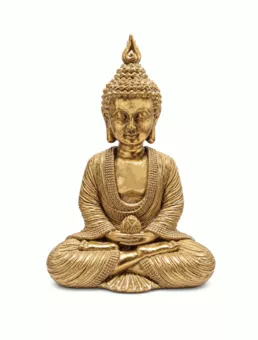 Zlatá meditující socha Buddhy z pryskyřice 15 cm