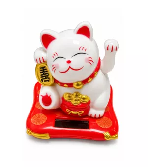 Šťastná kočka Maneki-neko se solárním pohyblivým packem, 7,5 cm