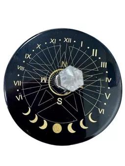 Deska Černý onyx pentagram s křišťálem 8cm