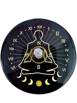 Deska černý Onyx pentagram s křišťálem 8cm