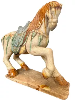 Barevný kůň z terakoty  V 18cm