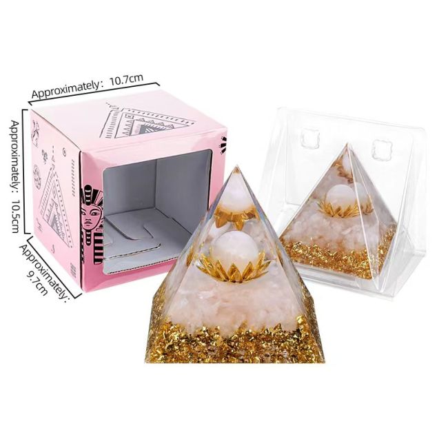 Orgonite Pyramide Quartz Rose Lotus 8cm chez Arabesk|cz
