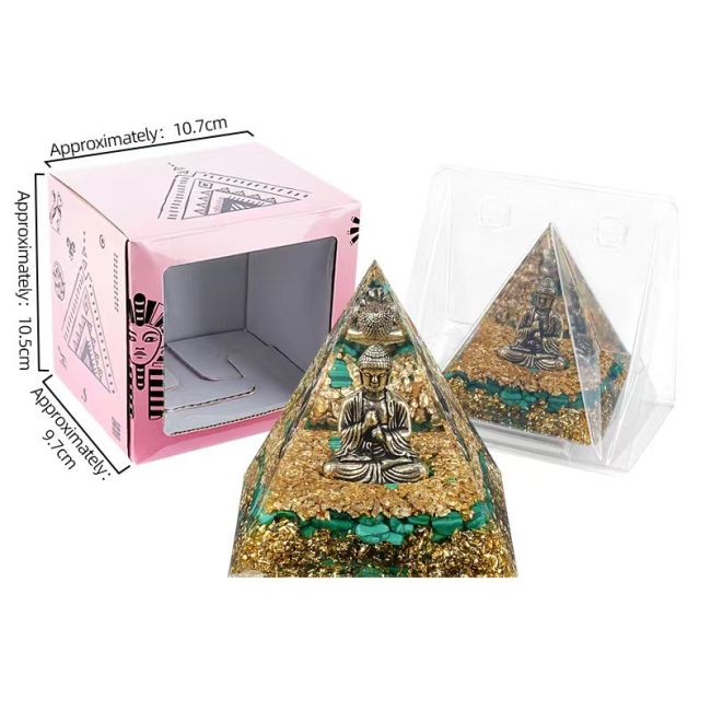 Orgonite Pyramide Buddha + Malachite chez Arabesk|cz