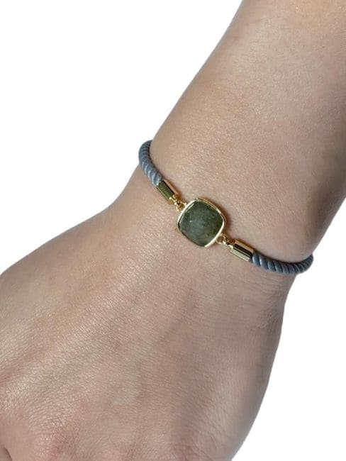 Bracelet Corde Laiton Labradorite Carré Facetté 11mm chez Arabesk|cz