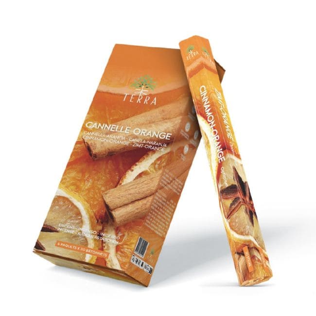Encens Terra Canelle Orange hexa sans charbon 30grs chez Arabesk