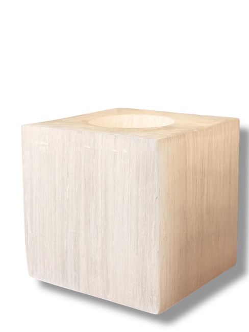Bougeoir Cube en Sélénite Poli 7cm  0.7-1Kg chez Arabesk